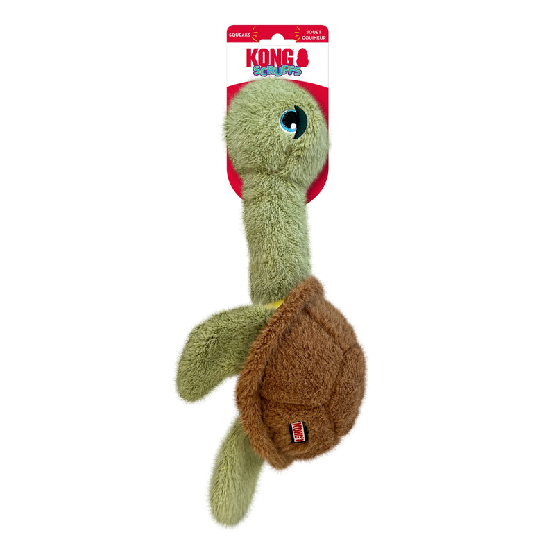 Load image into Gallery viewer, KONG Scruffs Turtle plush dog toy with crinkle textures
