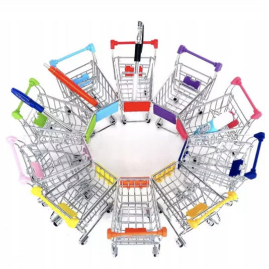 Mini shopping cart toy for small birds in assorted colours – Pet La La enrichment accessory