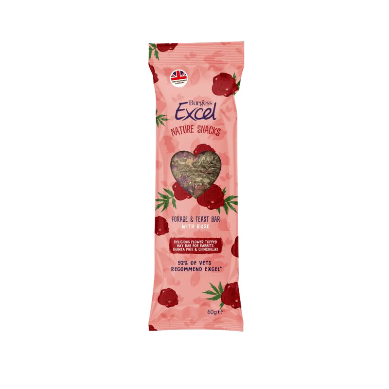 Load image into Gallery viewer, Burgess Excel Forage and Feast Hay Bar with Rose for rabbits, guinea pigs, and chinchillas
