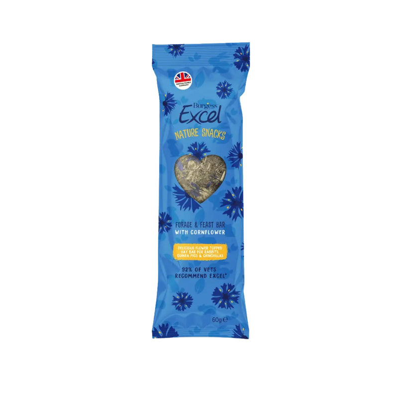 Load image into Gallery viewer, Burgess Excel Forage and Feast Hay Bar with Cornflower for rabbits, guinea pigs, and chinchillas

