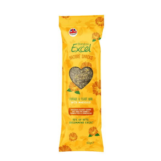 Burgess Excel Forage and Feast Hay Bar with Marigold for rabbits, guinea pigs, and chinchillas