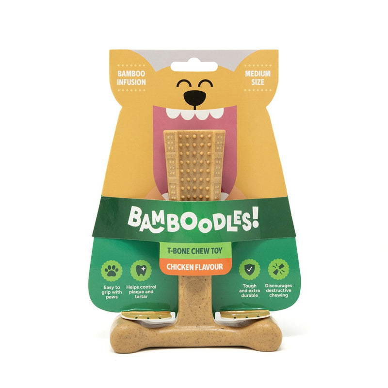 Load image into Gallery viewer, Bamboodles Chicken 'T-Bone' Bamboo &amp; Nylon Durable Easy-Grip Dog Chew Toy

