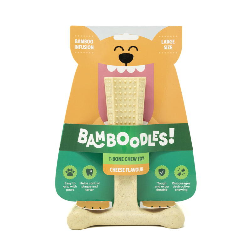 Load image into Gallery viewer, Bamboodles Chicken 'T-Bone' Bamboo &amp; Nylon Durable Easy-Grip Dog Chew Toy
