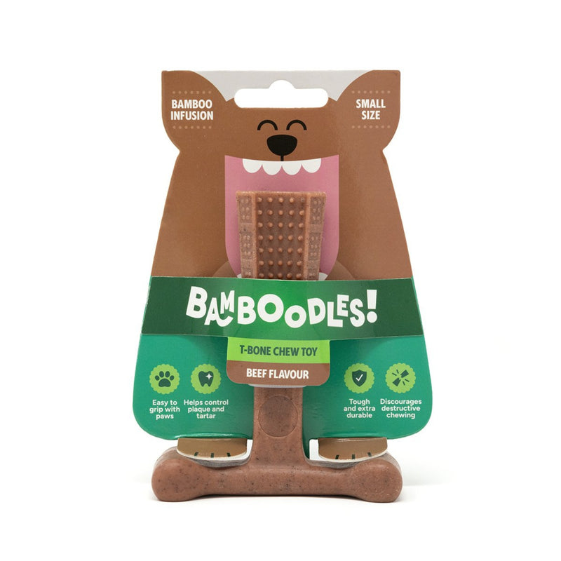 Load image into Gallery viewer, Bamboodles Beef 'T-Bone' Bamboo &amp; Nylon Durable Easy-Grip Dog Chew Toy
