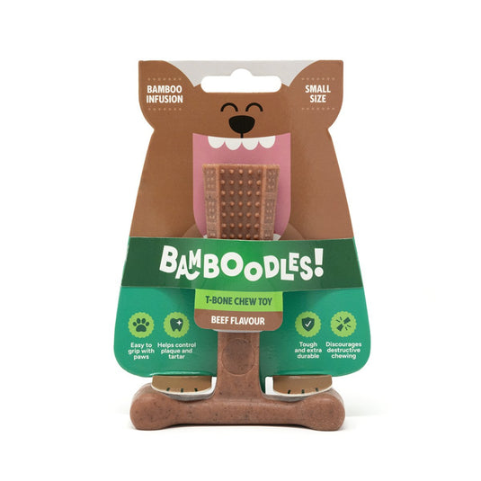 Bamboodles Beef 'T-Bone' Bamboo & Nylon Durable Easy-Grip Dog Chew Toy