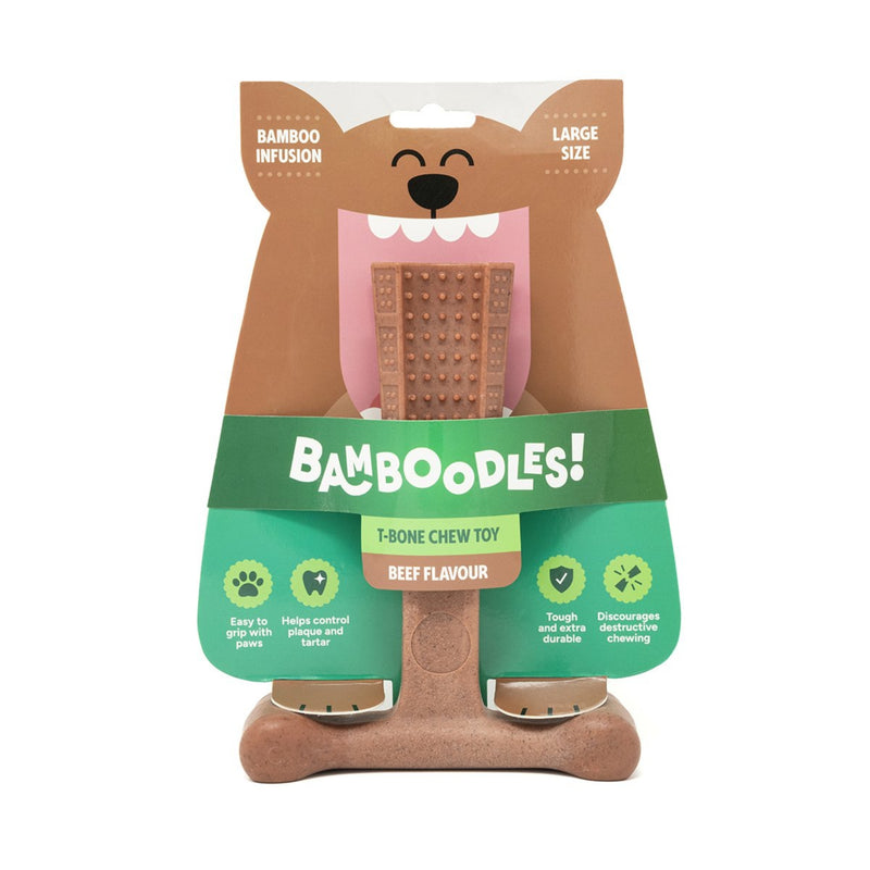 Load image into Gallery viewer, Bamboodles Beef 'T-Bone' Bamboo &amp; Nylon Durable Easy-Grip Dog Chew Toy

