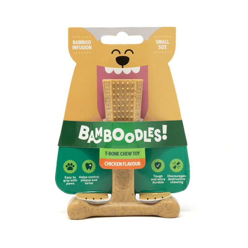Load image into Gallery viewer, Bamboodles Chicken 'T-Bone' Bamboo &amp; Nylon Durable Easy-Grip Dog Chew Toy
