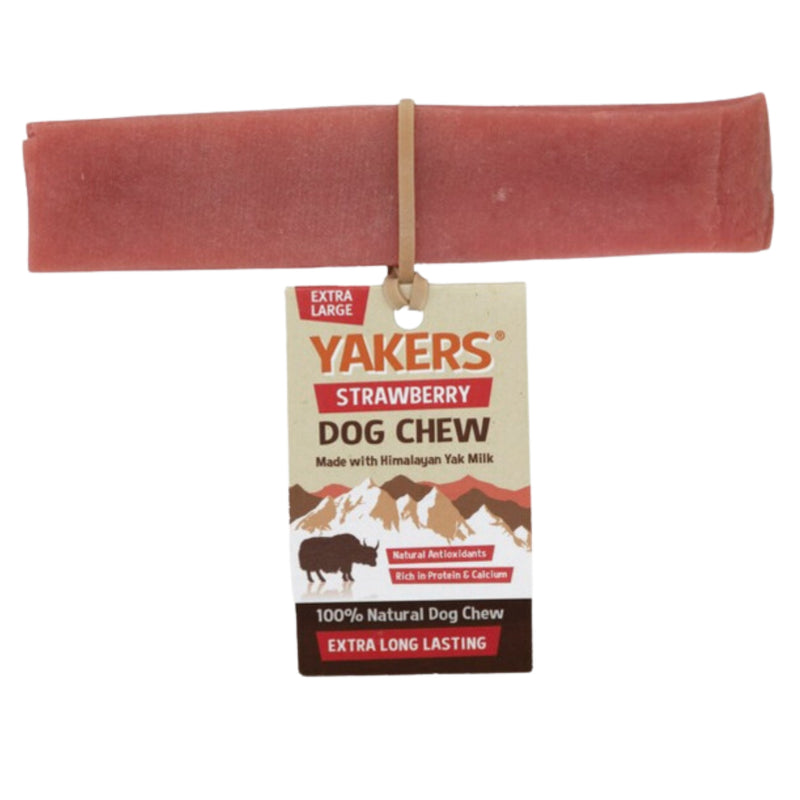 Load image into Gallery viewer, Yakers Strawberry Dog Chew – Natural Himalayan yak milk chew infused with apple flavour, long-lasting and perfect for dog dental health.
