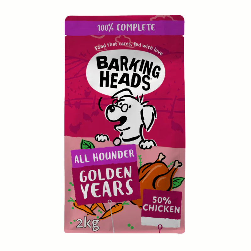 Load image into Gallery viewer, Barking Heads Golden Years 2kg senior dog food with chicken and salmon
