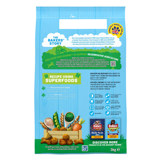 Bakers Complete Chicken & Veg 3kg – Balanced Dry Dog Food