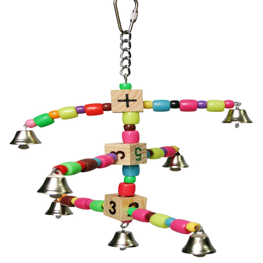 Hanging bell carousel toy for pet birds with multiple bells