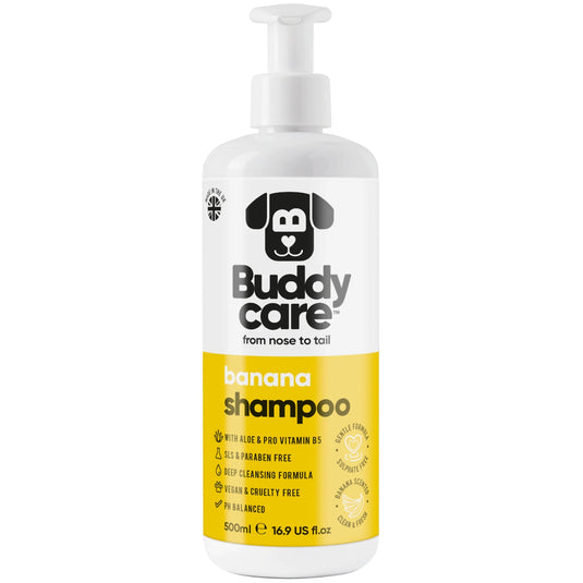 Buddycare Banana Shampoo for Dogs 500ml gentle banana-scented dog shampoo
