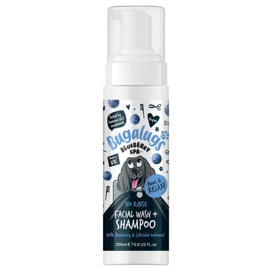 Bugalugs No Rinse Facial Wash & Shampoo for Dogs – Blueberry & Colloidal Oatmeal 200ml