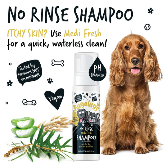 Bugalugs No Rinse Medi Fresh Shampoo for Dogs & Cats 200ml