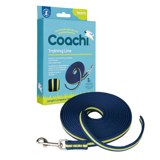 Coachi navy and lime 5m training line for dogs