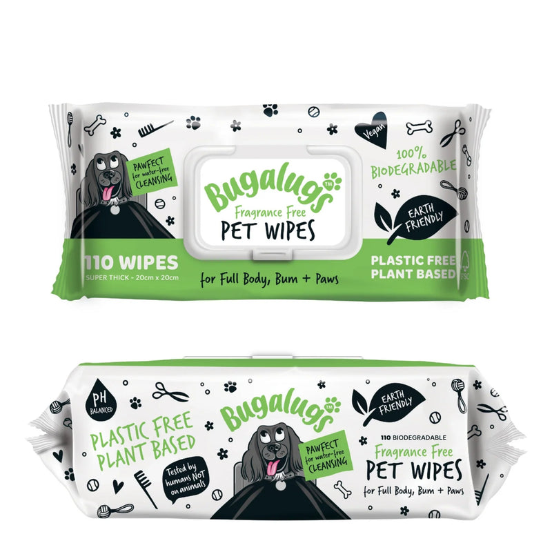 Load image into Gallery viewer, Bugalugs 110 Biodegradable Pet Wipes gentle eco-friendly wipes for dogs
