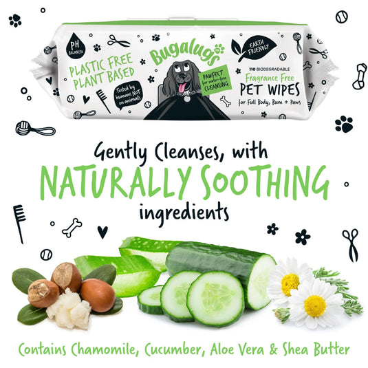 Bugalugs 110 Biodegradable Pet Wipes – Gentle & Eco-Friendly Dog Wipes