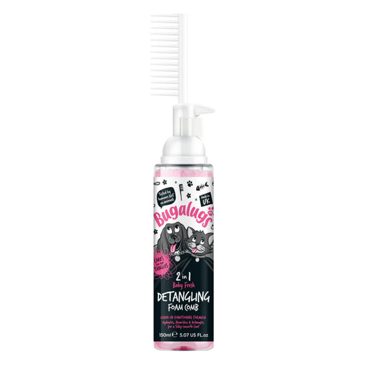 Bugalugs 2 in 1 Detangle & Conditioning Foam Comb Baby Fresh 150ml grooming foam for dogs