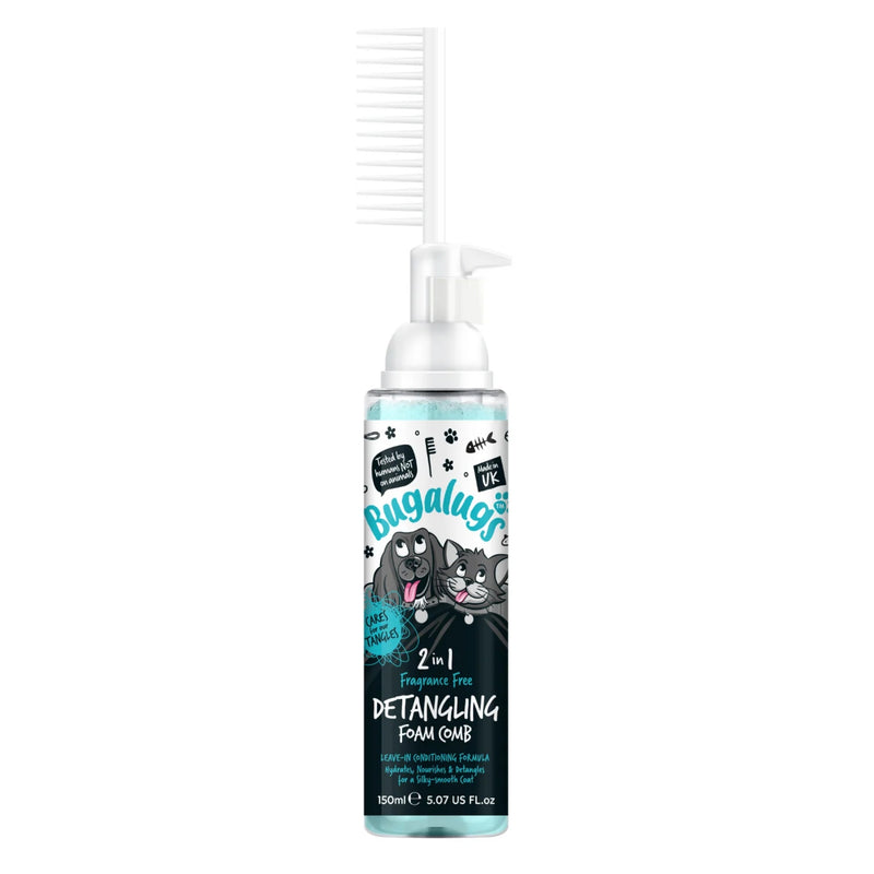 Load image into Gallery viewer, Bugalugs 2 in 1 Detangle &amp; Conditioning Foam Comb Fragrance Free 150ml grooming foam for dogs

