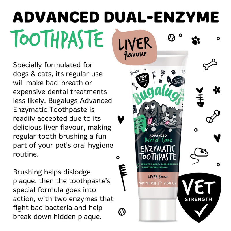 Load image into Gallery viewer, Bugalugs Advanced Enzymatic Toothpaste – Liver Flavour 75g for Dogs &amp; Cats
