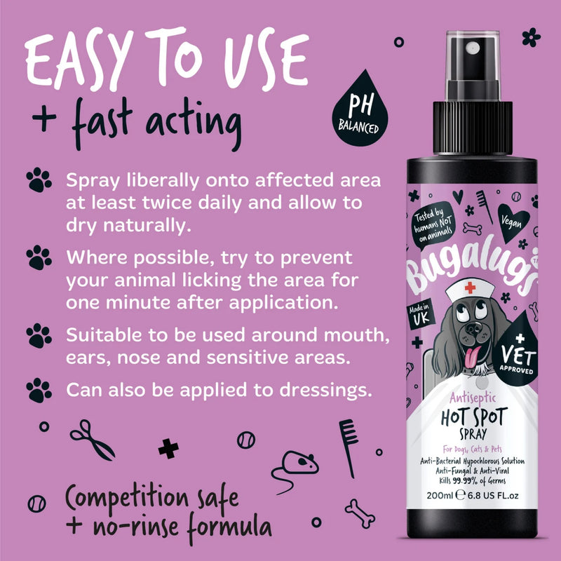 Load image into Gallery viewer, Bugalugs Antiseptic Hot Spot Spray 200ml – Skin Care for Dogs &amp; Cats &amp; Other Animals
