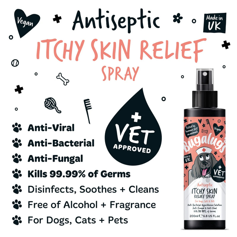 Load image into Gallery viewer, Bugalugs Antiseptic Itchy Skin Relief Spray – For Dogs, Cats &amp; Pets
