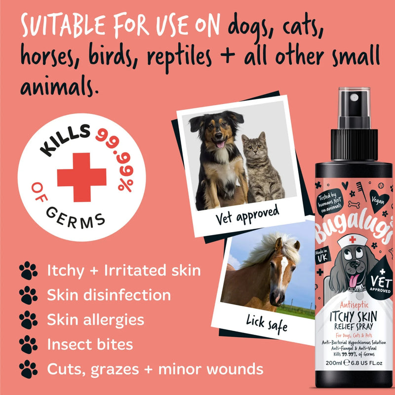 Load image into Gallery viewer, Bugalugs Antiseptic Itchy Skin Relief Spray – For Dogs, Cats &amp; Pets

