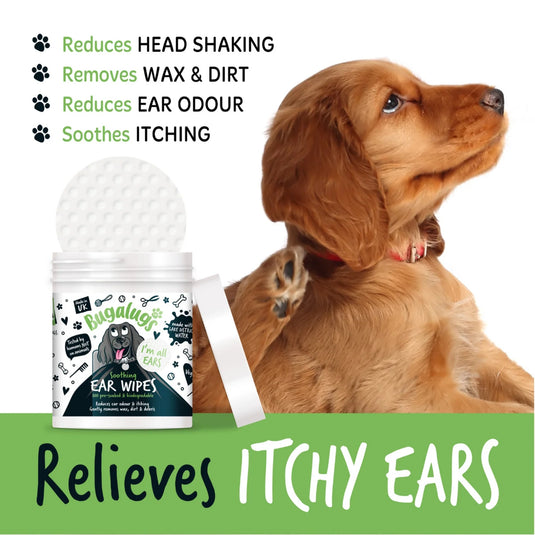 Bugalugs 100 Pre-Soaked Ear Pads – Gentle Ear Cleaning Pads for Dogs