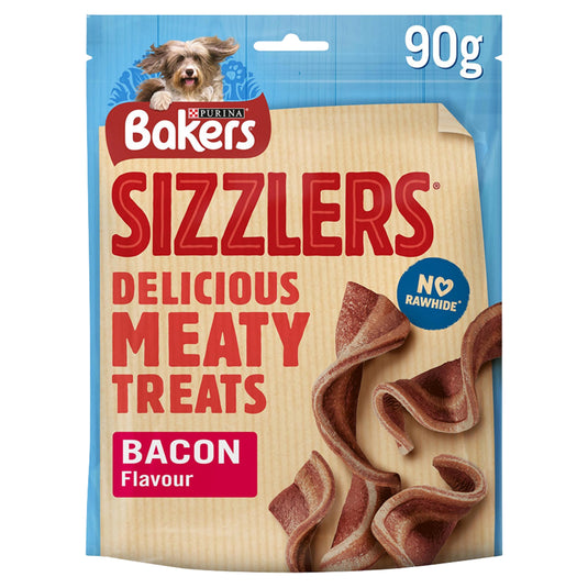 Bakers Bacon Sizzlers 90g soft chewy bacon dog treats
