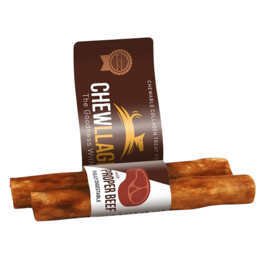 Chewllagen Collagen Beef Flavour Roll Medium 5 Inch 2 Pack – Rawhide-Free Dog Chews for Medium Breeds