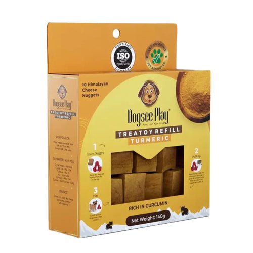 Dogsee Play Treatoy Refill Turmeric 140g – Natural Long-Lasting Cheese Dog Chews with Turmeric