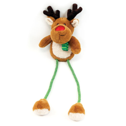 Festive Ropee Long Legs Ronny Reindeer Dog Toy – durable rope chew and squeaky Christmas toy for dogs