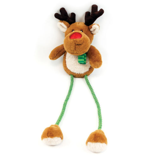 Festive Ropee Long Legs Ronny Reindeer Dog Toy – durable rope chew and squeaky Christmas toy for dogs