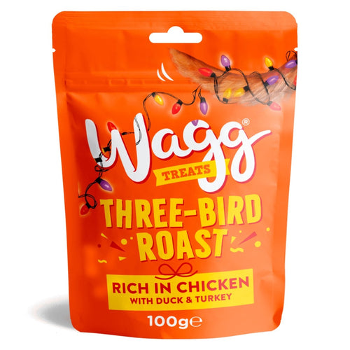 Wagg Three Bird Roast Dog Treats 100g – festive meaty dog treats with chicken, duck and turkey