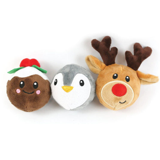 Festive Characters Covered Tennis Balls Tough Dog Toy – durable Christmas tennis balls for dogs with festive character covers