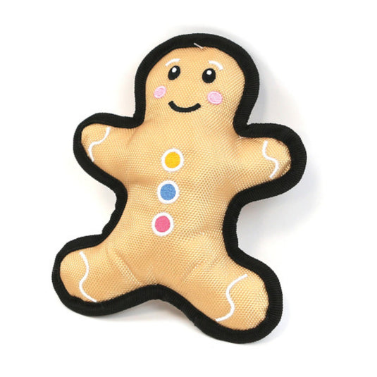 Festive Gingerbread Man Tough Dog Toy