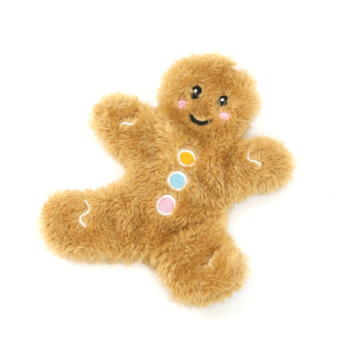 Festive Gingerbread Man Unstuffed Crinkle Dog Toy