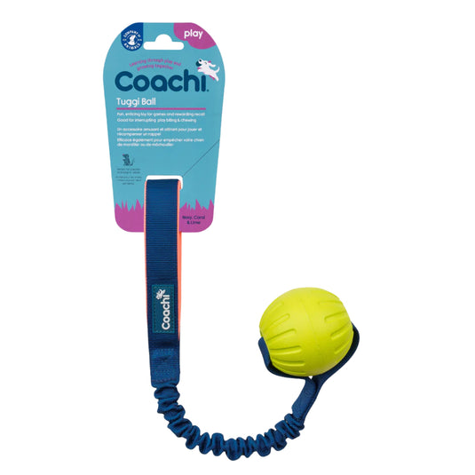 Coachi Tuggi Ball navy coral lime interactive toy for dogs