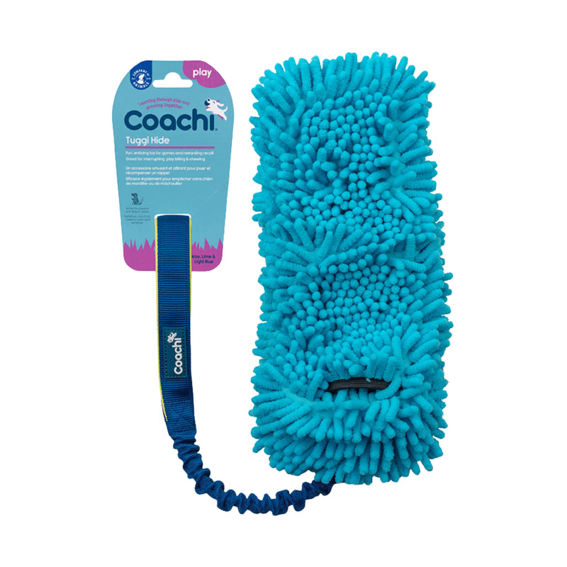 Load image into Gallery viewer, Coachi Tuggi Hide navy lime blue interactive toy for dogs
