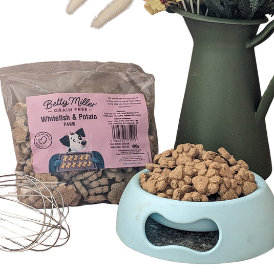 Betty Miller GF Biscuits White Fish & Potato 400g grain-free dog treats