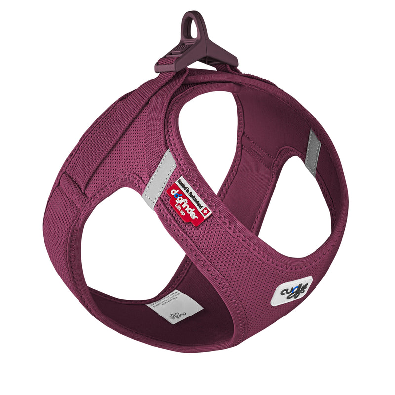 Load image into Gallery viewer, Curli Clasp Air-Mesh Harness in Ruby – a stylish, lightweight, and durable harness ensuring comfort and safety.
