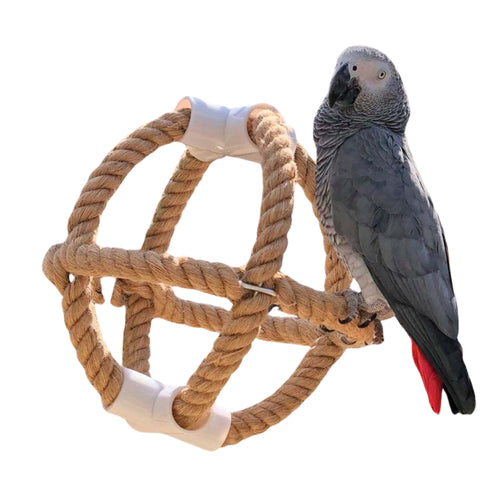 Parrot Planet Jute Swinger Toy – Natural Hanging Rope Swing with Bell for Medium and Large Parrots