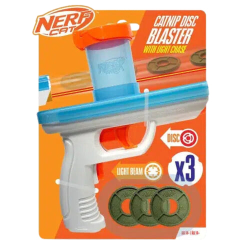 Nerf Cat Catnip Disc Treat Blaster Cat Toy with 3 Catnip Discs