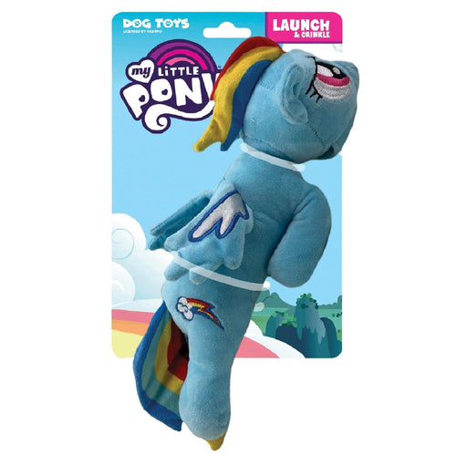 Hasbro My Little Pony Rainbow Dash Plush Dog Toy – 13-inch soft plush dog toy with built-in squeaker. Perfect for small & medium dogs who love gentle play.