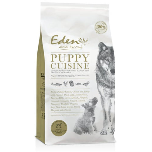 Eden 80/20 Puppy Cuisine Dry Food - Salmon, Chicken, Turkey, Herring, Duck with vegetables - Medium Kibble