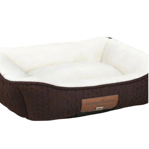 George Barclay Aran Knit Deluxe Pet Bed - 55cm x 45cm x 18cm (S) - Chocolate