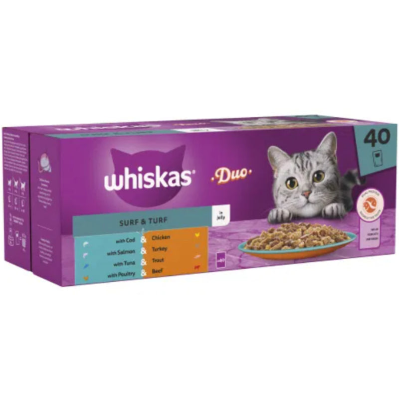 Load image into Gallery viewer, Whiskas Wet Cat Food Duo Surf &amp; Turf In Jelly
