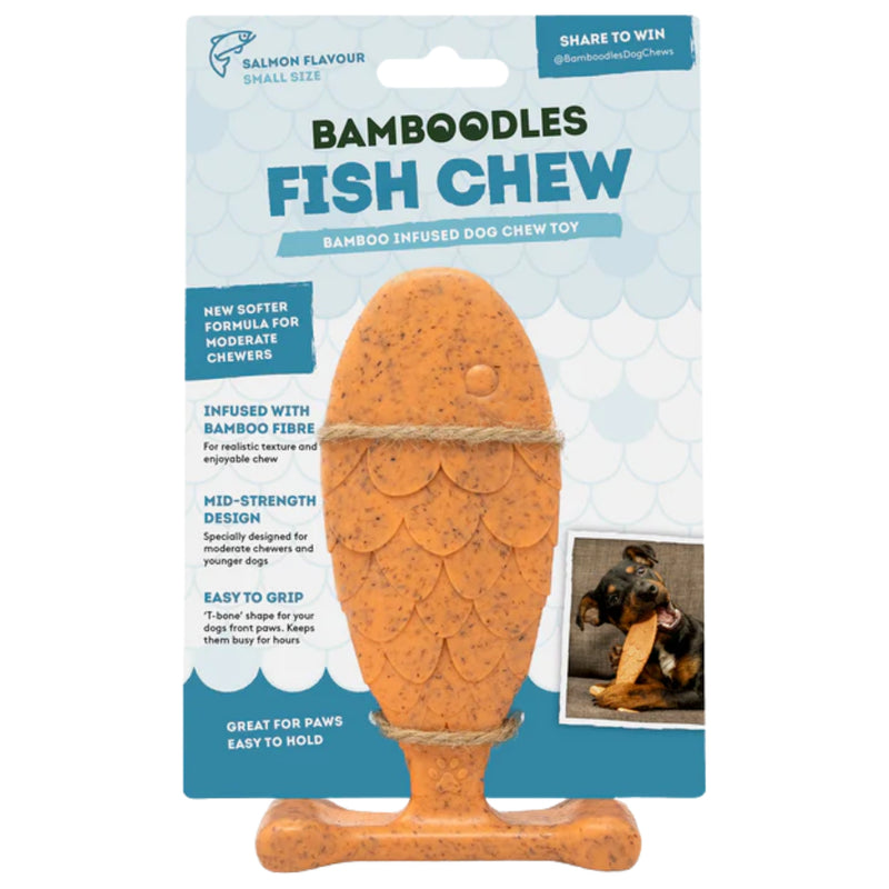 Load image into Gallery viewer, Bamboodles Fish Chew – Bamboo Infused Durable Dog Chew Toy for Strong Chewers, Promotes Dental Health and Reduces Plaque.
