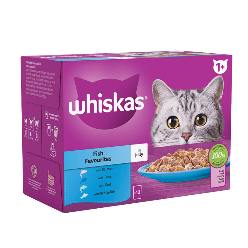 Load image into Gallery viewer, Whiskas 1+ Wet Cat Food Fish Favourites In Jelly
