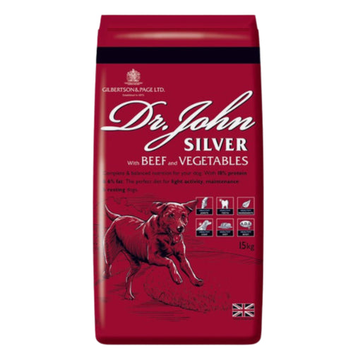 Dr. John Silver Adult Dry Dog Food - Beef and Vegetables - 15kg